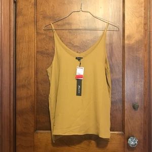 Mustard yellow spaghetti strap tank top blouse, size large. NWT! Never worn